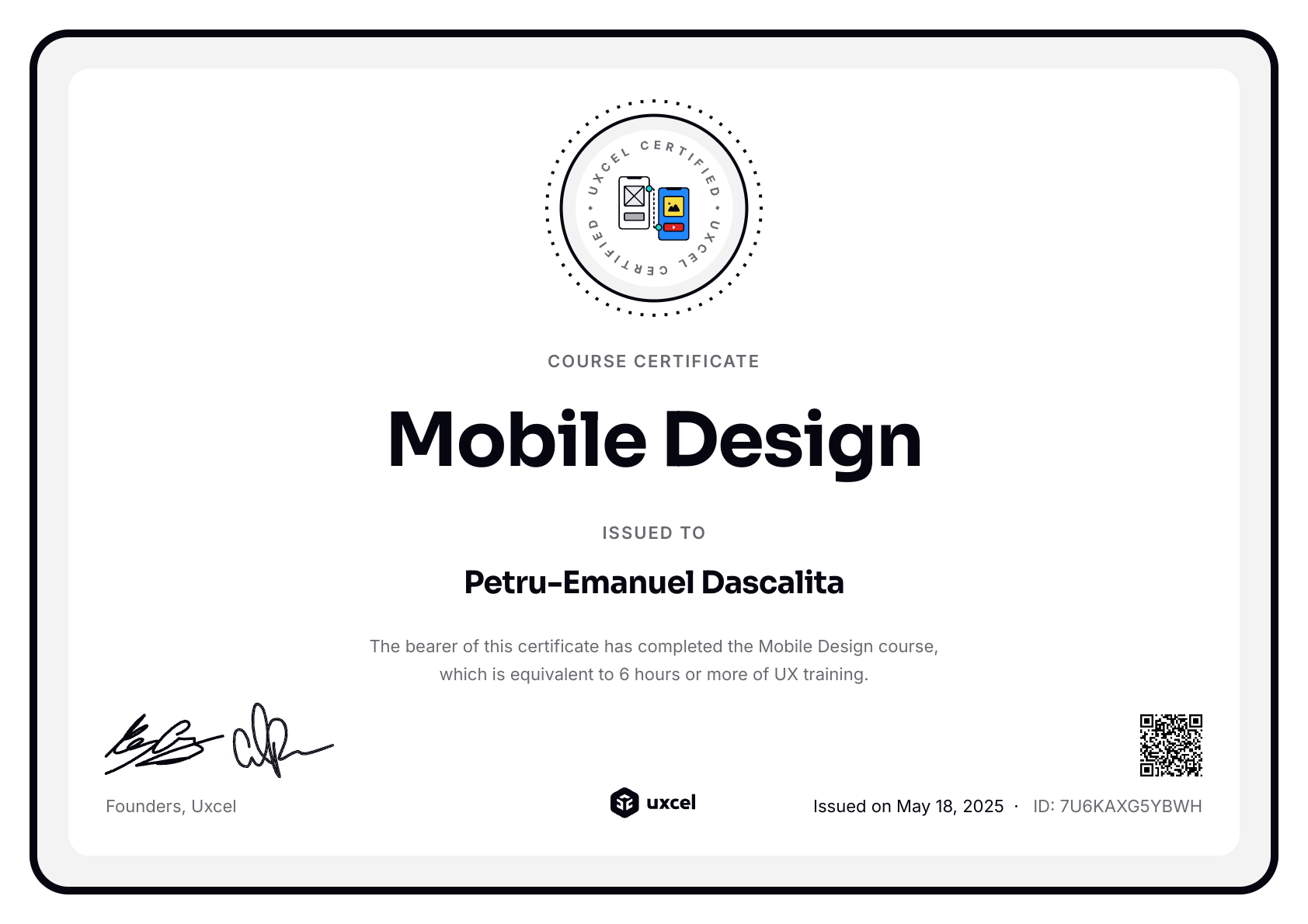 Petru-Emanuel Dascalita's certificate